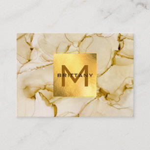 Elegant Gold Foil Beige Brown Abstract Business Card