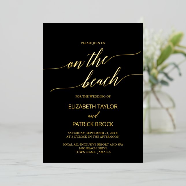 Elegant Gold Foil | Black On The Beach Wedding (Standing Front)