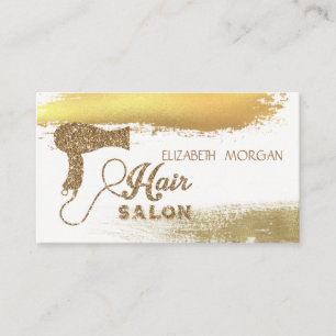 Elegant Gold Foil Brush Stroke,Glitter Hairdryer Business Card