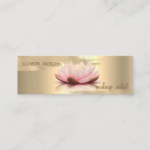 Elegant Gold Foil Brush Stroke, Lotus Mini Business Card