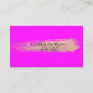 Elegant Gold Foil Brush Stroke,Pink Fluorescent Business Card
