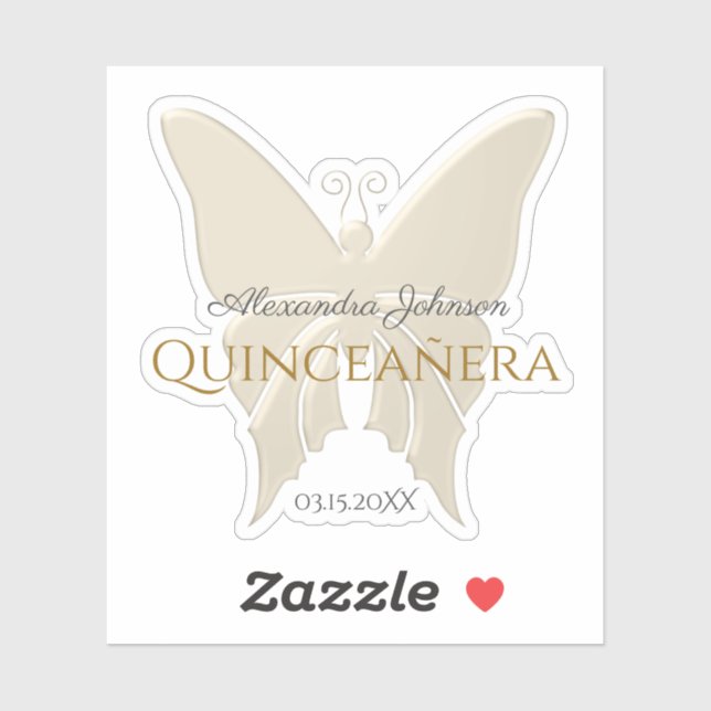 Elegant Gold Foil Butterfly Quinceanera Monogram (Sheet)