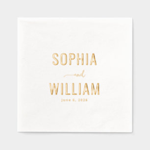 Elegant Gold Foil Calligraphy Napkins