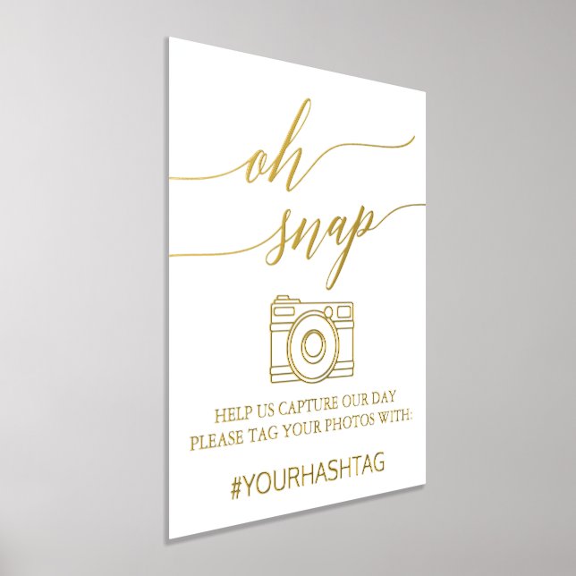 Elegant Gold Foil Calligraphy Oh Snap Prints (Laydown)
