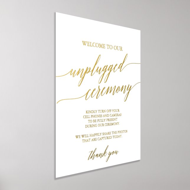 Elegant Gold Foil Calligraphy Unplugged Ceremony Prints (Laydown)