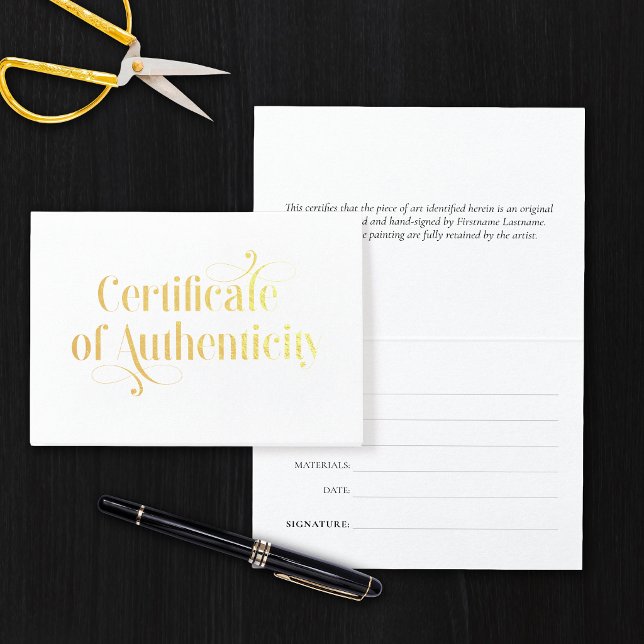 Elegant Gold Foil Certificate of Authenticity Card (Creator Uploaded)