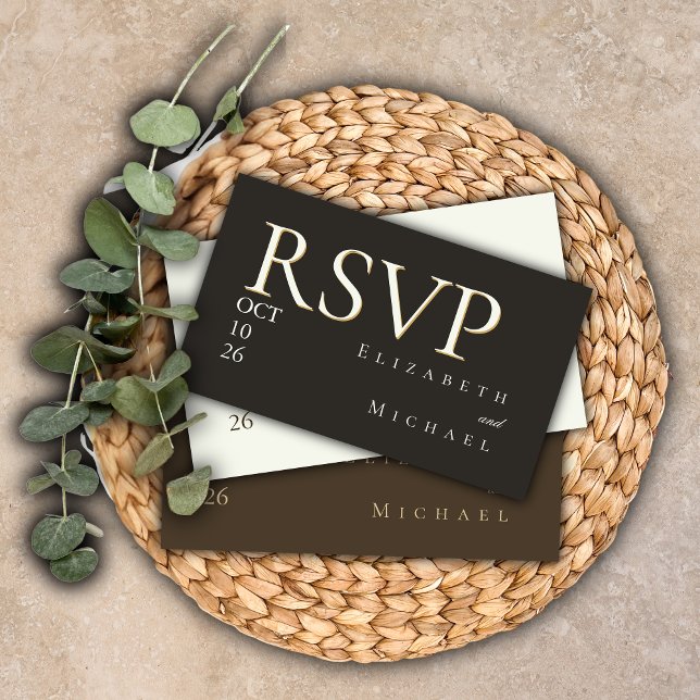 Elegant Gold Foil Charcoal Minimalist Wedding RSVP Enclosure Card (Creator Uploaded)