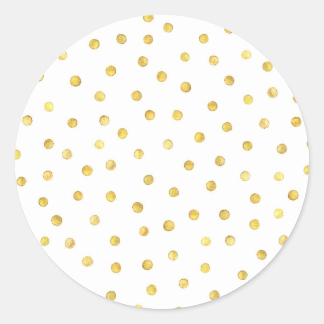 Elegant Gold Foil Confetti Dots Classic Round Sticker (Front)