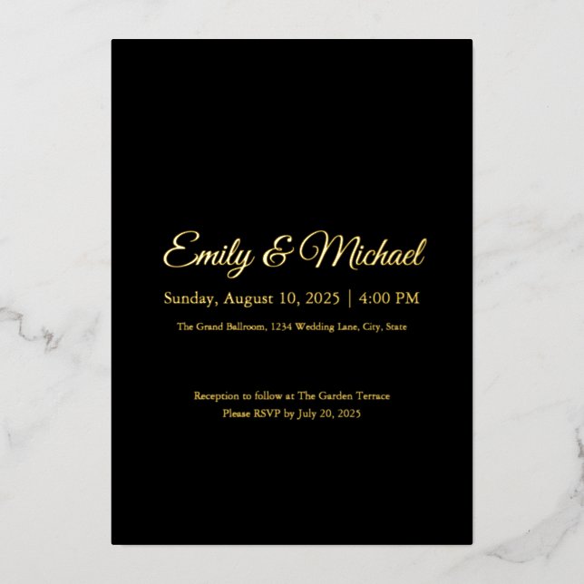 Elegant Gold Foil Custom Wedding Invitation (Front)