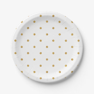 Elegant Gold Foil Dots Metallic Hostess Entertain Paper Plate
