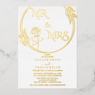 Elegant Gold Foil Emerald Mr. & Mrs. Wedding