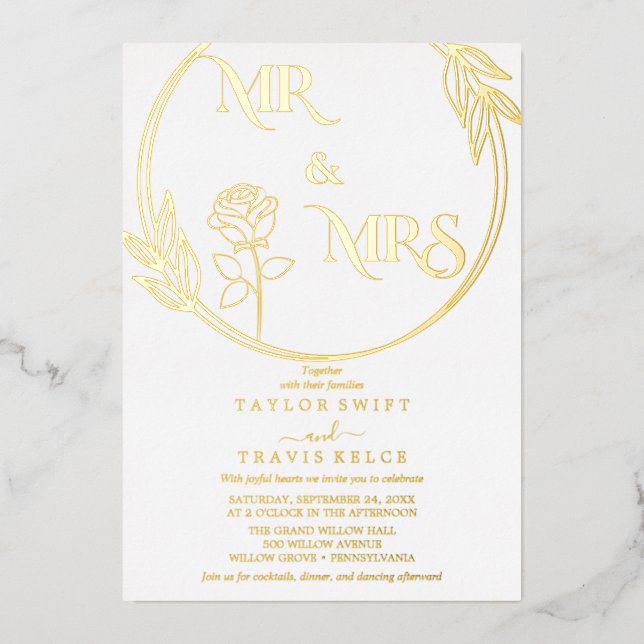 Elegant Gold Foil | Emerald Mr. & Mrs. Wedding (Front)