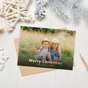Elegant Gold Foil Family Photo Christmas