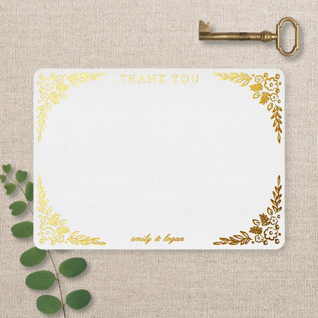 Elegant Gold Foil Floral Wedding Thank You Card (Creator Uploaded)