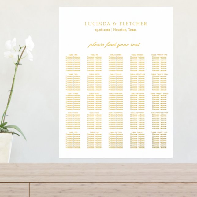 Elegant Gold Foil Formal Wedding Seating Chart (In Situ (Entry Table))