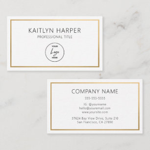 Elegant Gold Foil Frame Minimal Logo Business Card