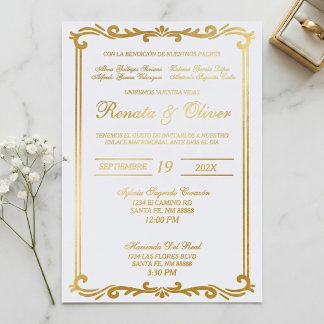 Elegant gold foil frame wedding Spanish