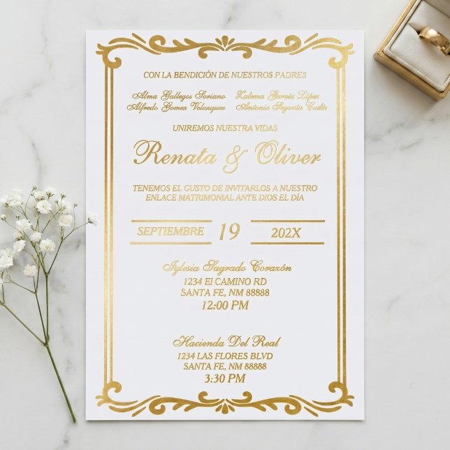 Elegant gold foil frame wedding Spanish  (Creator Uploaded)