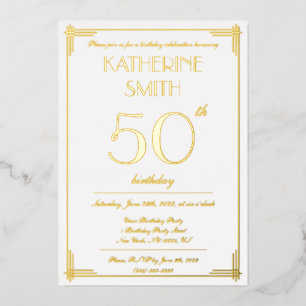 Elegant Gold Foil Gatsby Birthday Party Invites