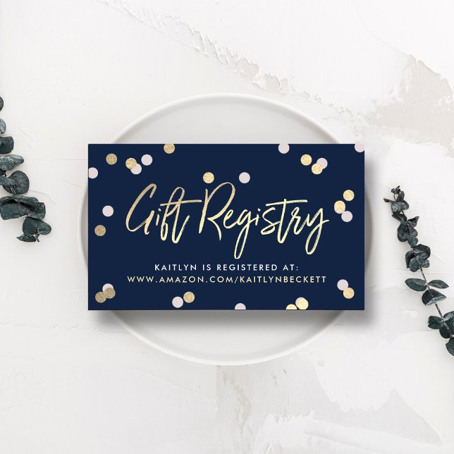 Elegant Gold Foil Gift Registry Wedding Enclosure Card (Creator Uploaded)