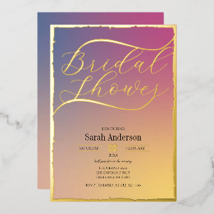 Elegant Gold Foil Gradient Bridal Shower Invitatio