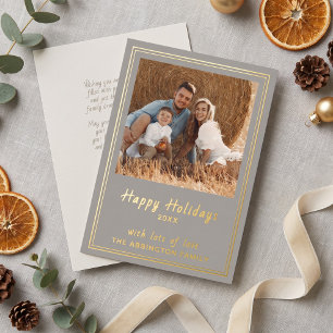 Elegant Gold Foil Happy Holidays Family Photo