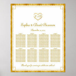 Elegant Gold Foil Heart Frame Weddin Seating Chart