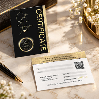 Elegant Gold Foil Heart Gift Certificate