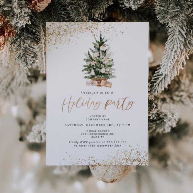 Elegant gold foil holiday party invitation (Creator Uploaded)
