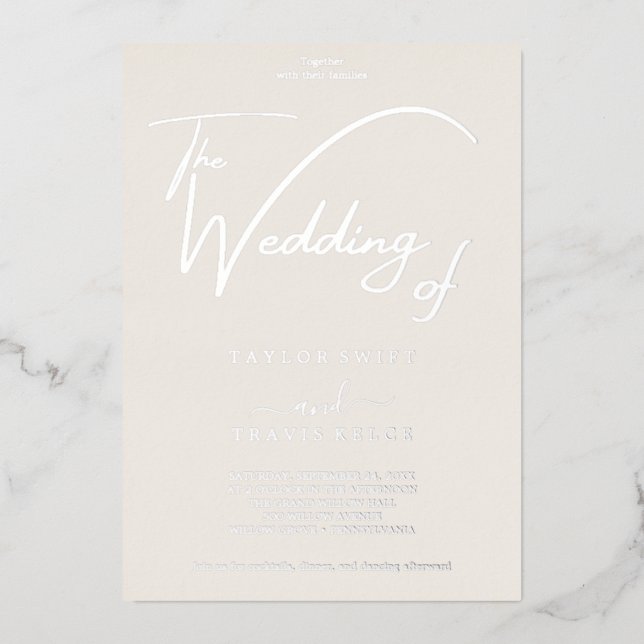 Elegant Gold Foil Ivory Flourish Wedding  (Front)