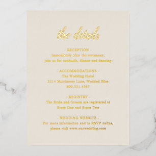 Elegant Gold Foil Ivory Wedding Enclosure Card