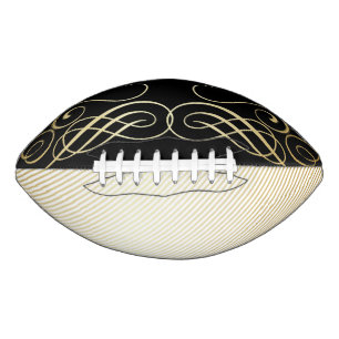 Elegant Gold Foil Look Scrollwork Script Stripes Football