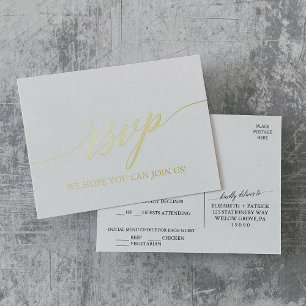Elegant Gold Foil Menu Choice RSVP Postcard