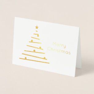 elegant gold foil Merry Christmas Christmas tree Card