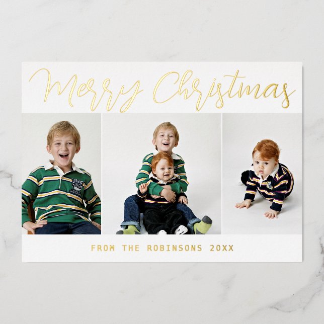 Elegant Gold Foil Merry Christmas Holiday Card (Front)