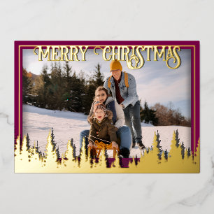 Elegant Gold Foil Merry Christmas Photo Card