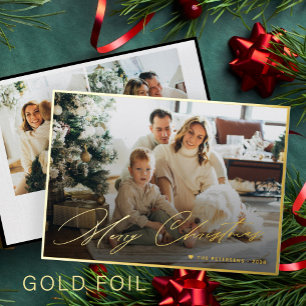 Elegant gold foil Merry Christmas script 3 photo