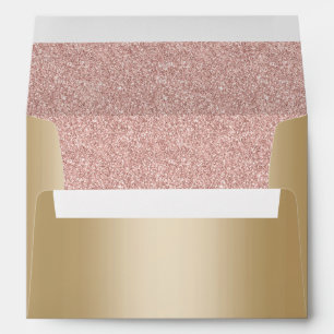 Elegant Gold Foil Modern Rose Gold Glitter Envelope