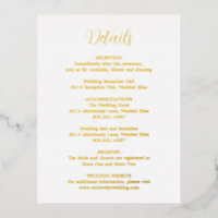 Elegant Gold Foil Modern Wedding Enclosure Card