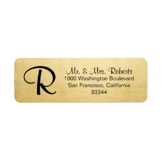 Elegant Gold Foil Monogram Letter Return Address