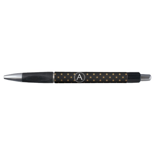 Elegant Gold Foil Monogram Stars Pen (Front)