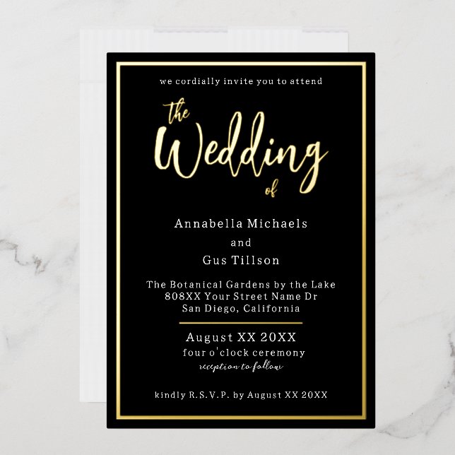 Elegant Gold Foil on Black Wedding (Envelope)