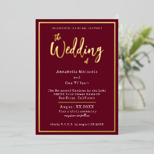 Elegant Gold Foil on Burgundy Wedding