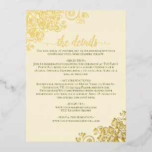 Elegant Gold Foil on Cream Wedding Details Card