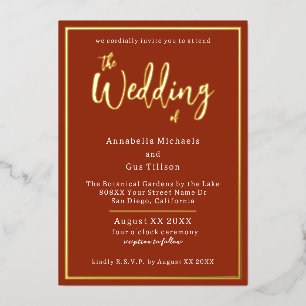 Elegant Gold Foil on Terra Cotta Wedding