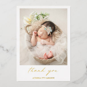 Elegant Gold Foil Photo Birth Announcement