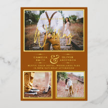 Elegant GOLD FOIL Photo Collage Terracotta Wedding