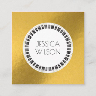 Elegant gold foil piano keys business card