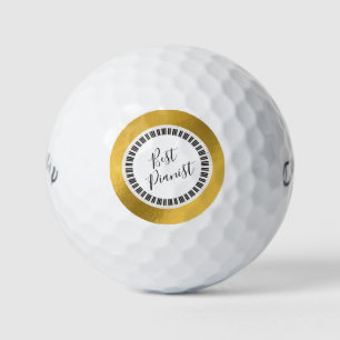 Elegant gold foil piano keys script pianist golfer golf balls