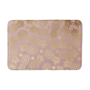 elegant gold foil pineapple polka dots pattern bath mat